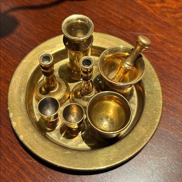 Vintage Other - Vintage Gold Brass Miniature Set
